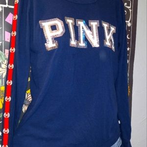 Victoria's Secret PINK Long Sleeve Bling Logo Tee